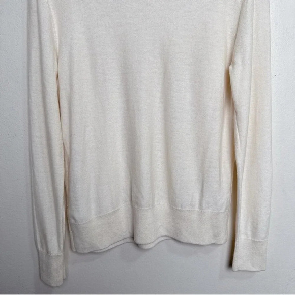 BANANA REPUBLIC Womens Medium Ruffle Front Cable Wool Sweater Ivory Color - Picture 14 of 15